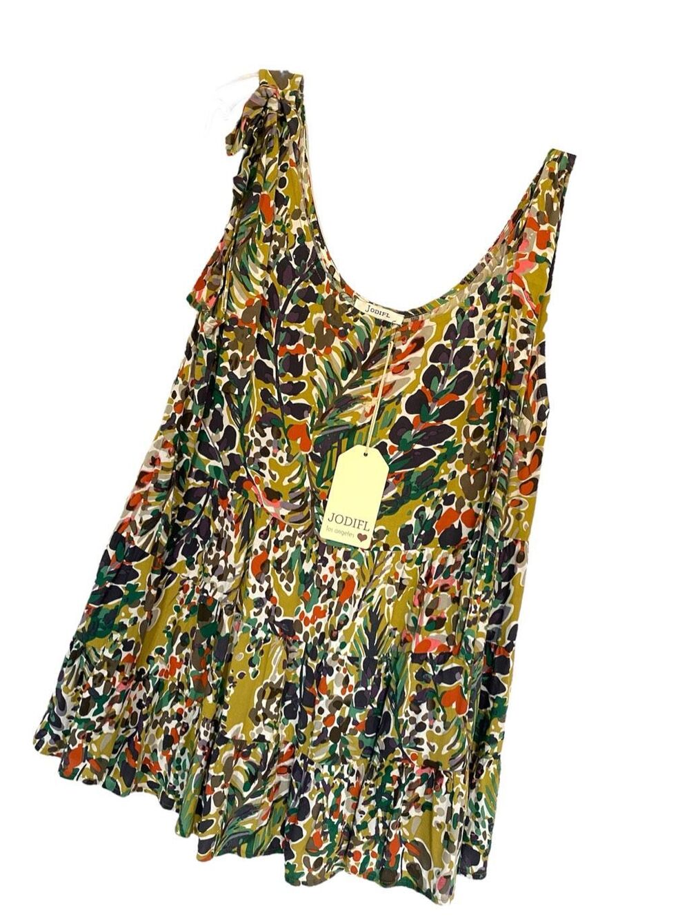 Jodifl Multicolour Floral Sleeveless Tiered Top